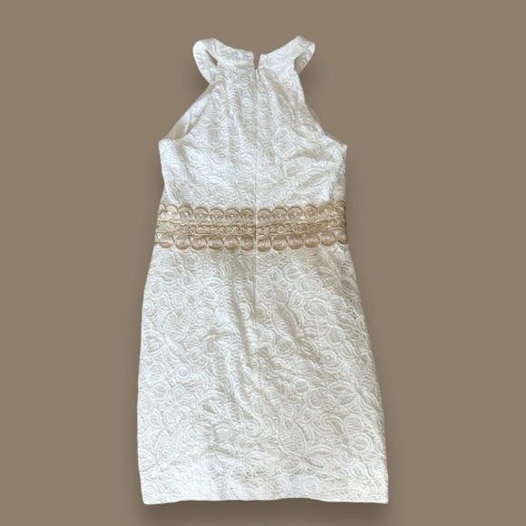 Lilly Pulitzer | White and Gold Lace Shift Dress | Size 0 - Picture 6 of 6